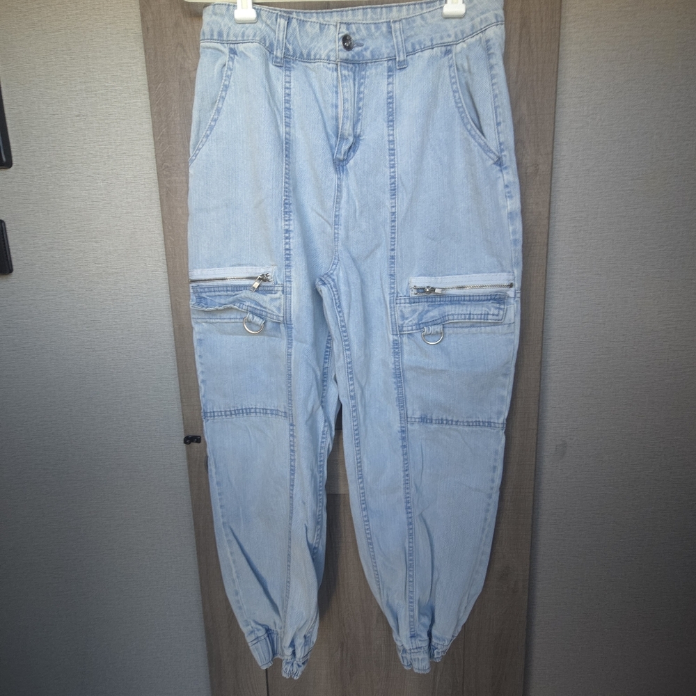 Hot Topic Jogger Jeans Cargo Pockets Junior Size 9